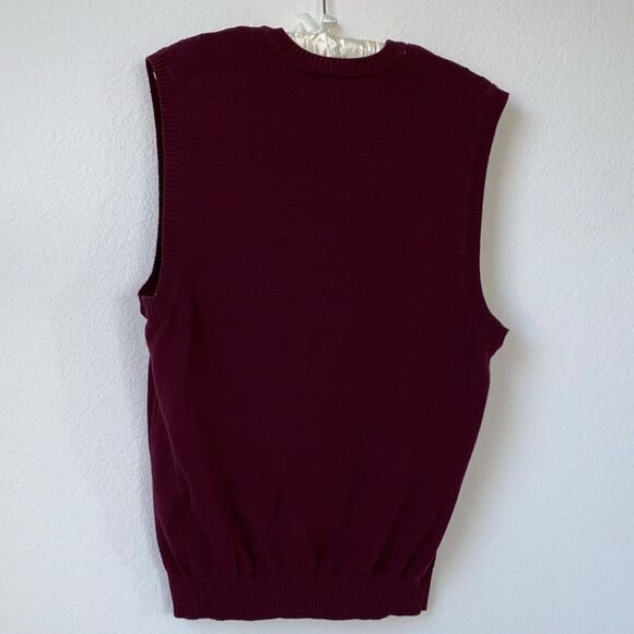 Calvin Klein Men's Deep Red V-Neck Sweater Vest - Picture 5 of 8